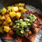 BBQ Salmon Bowls With Mango Avocado Salsa