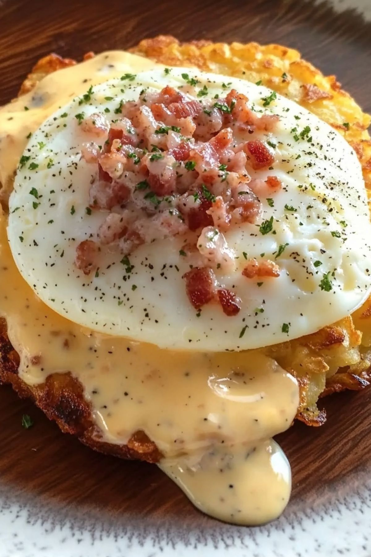 Egg Topped Hash Browns With Bacon Gravy: A Hearty Breakfast That'll Wow You