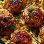 Zesty Lemon Orzo with Greek-Style Chicken Meatballs