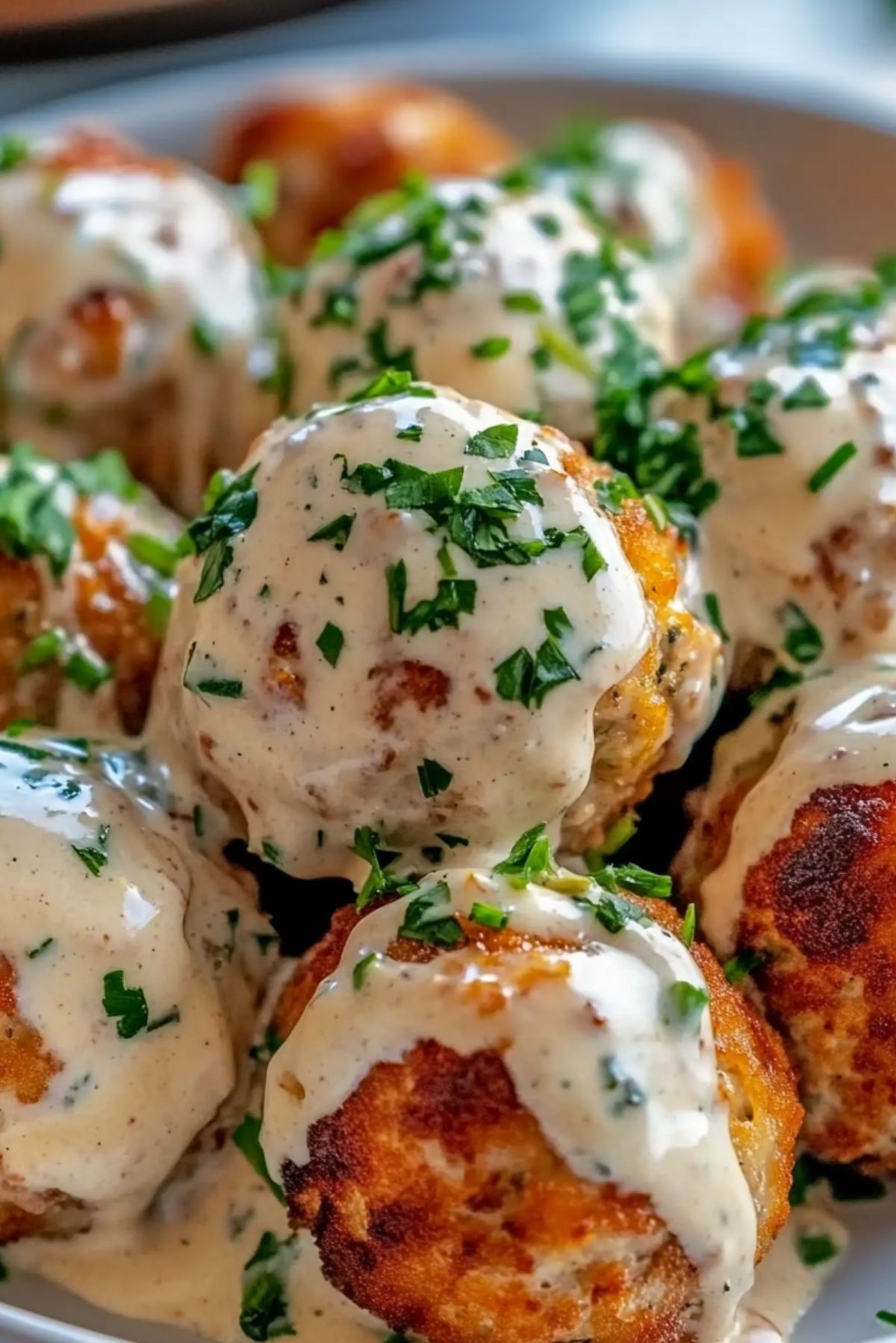 Chicken Meatballs with Creamy Ranch Sauce