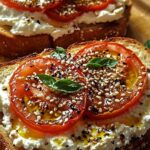 Ricotta & Tomato Toast with Sesame Seeds & Olive Oil