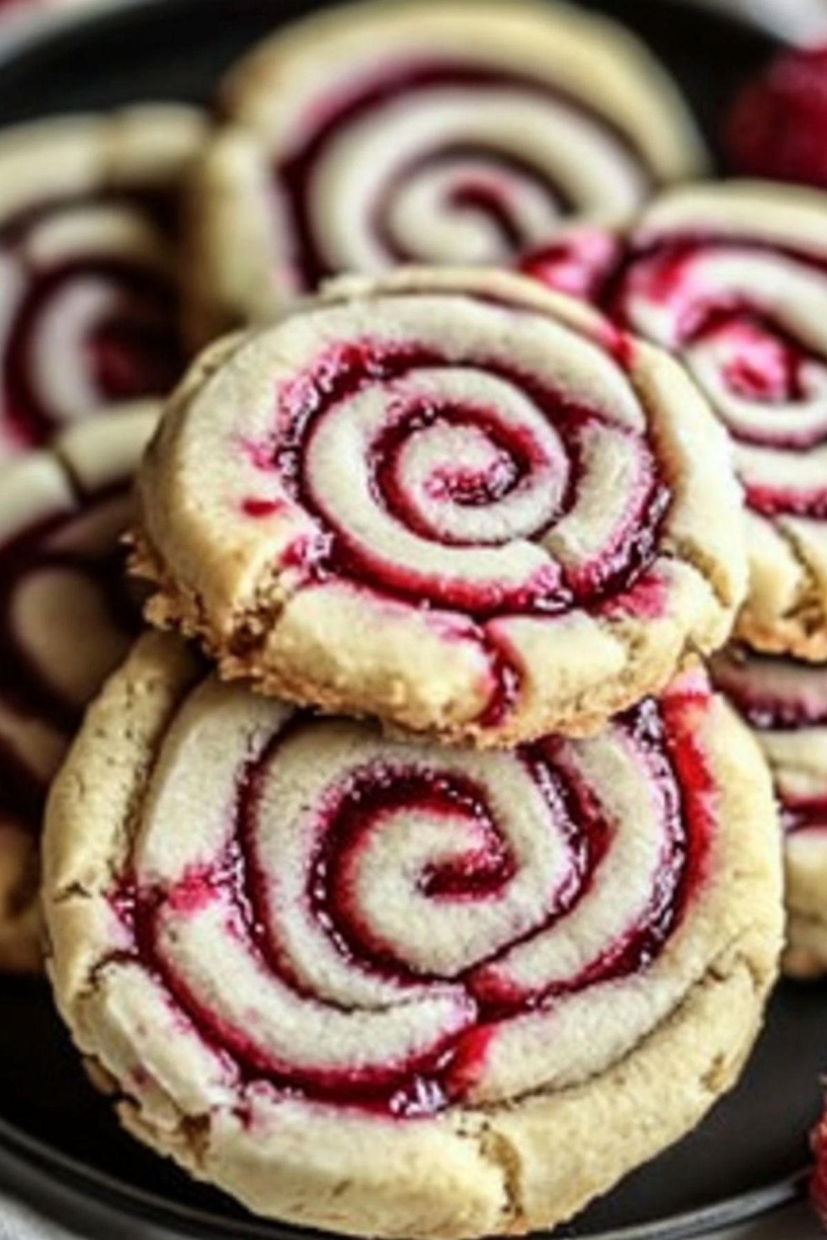 Buttery Shortbread Cookies Filled with Raspberry Jam and Finished with a White Chocolate Drizzle