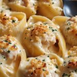 Garlic Butter Chicken Alfredo Stuffed Shells