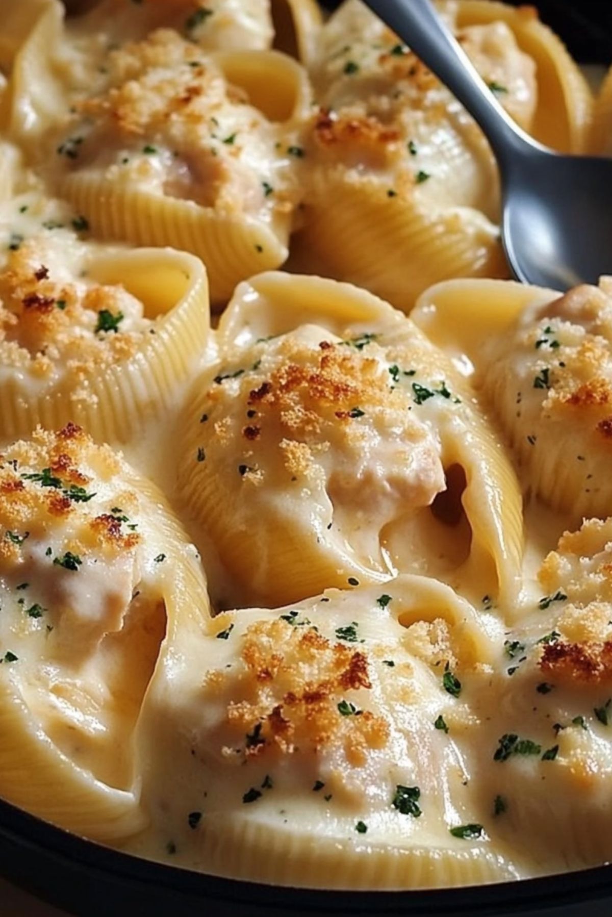 Garlic Butter Chicken Alfredo Stuffed Shells