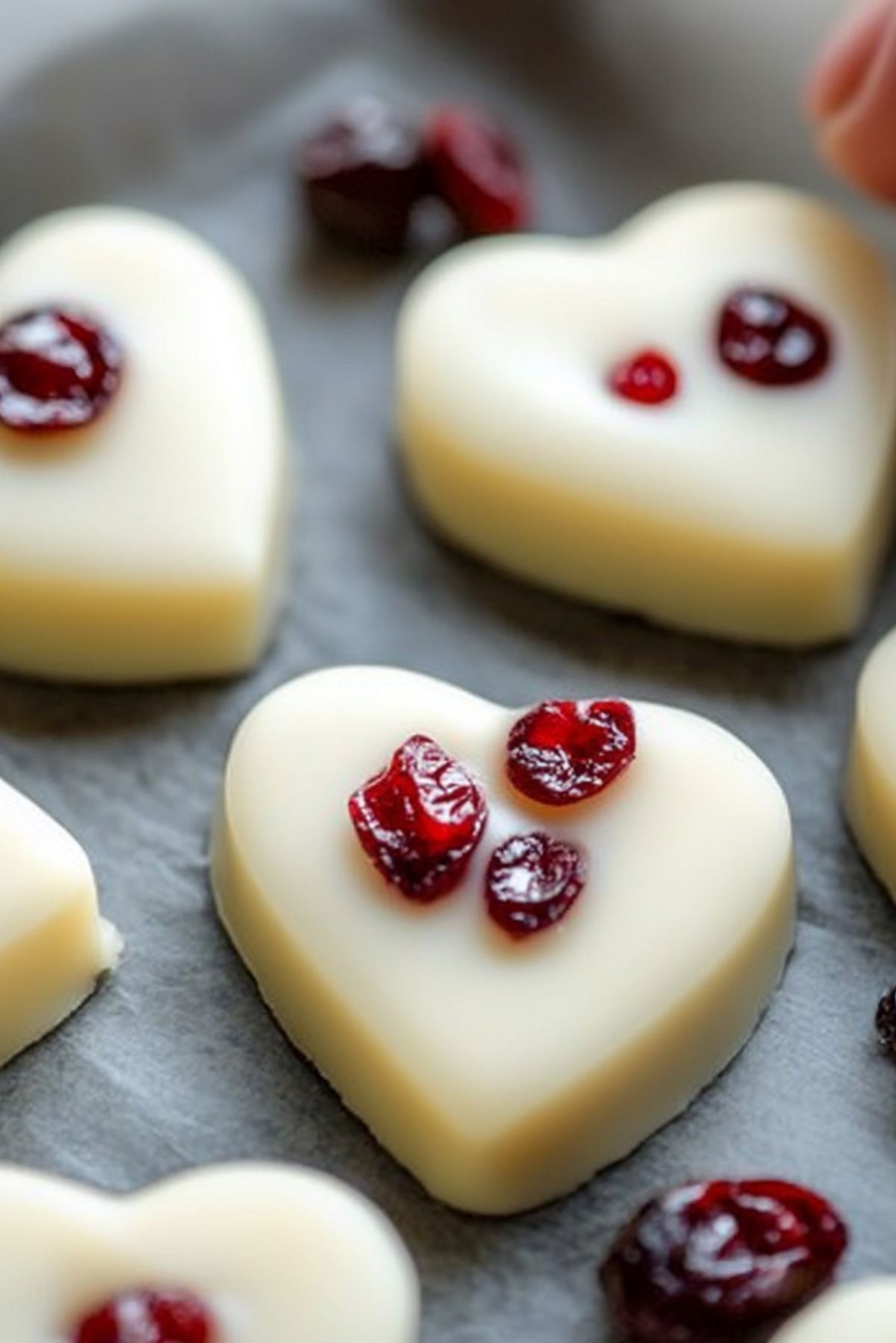 Heart-Shaped White Chocolate Cranberry Bites for Valentine’s Day