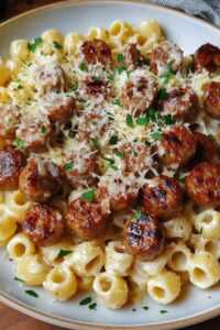 Garlic Butter Sausage Bites with Creamy Parmesan Pasta: A Comforting Dinner You’ll Crave