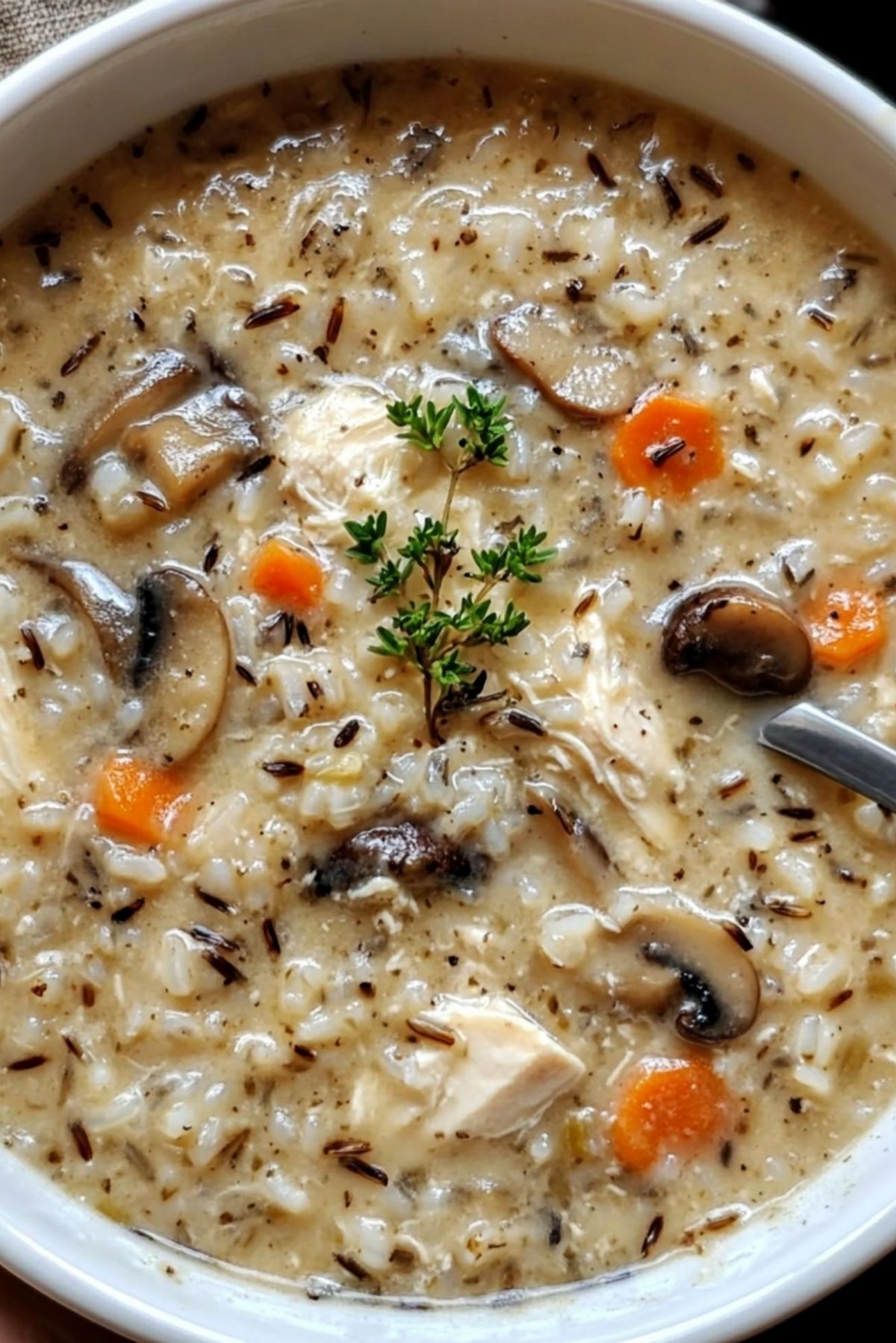 Delicious Creamy Mushroom Chicken and Wild Rice Soup