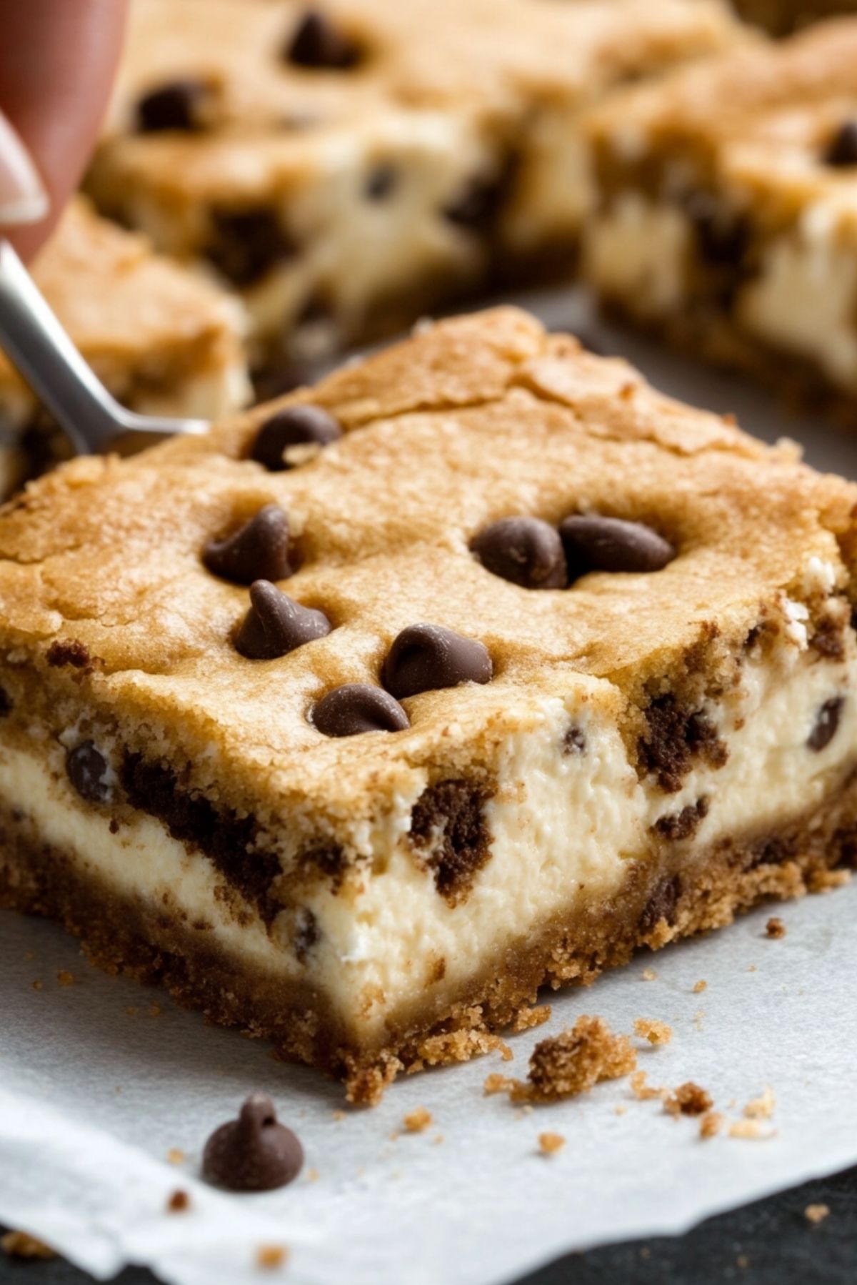 Chocolate Chip Cookie Cheesecake Bars